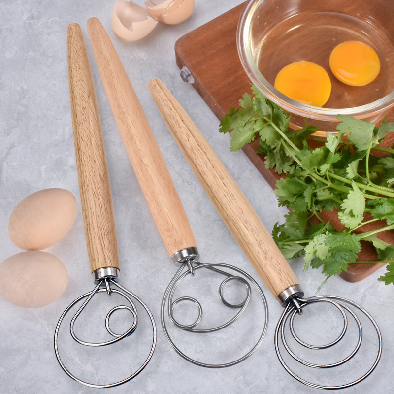 Danish Pancake Pan - เครื่องผสมม้วนแป้งแบบมีด้ามจับไม้โอ๊คขนาด13นิ้วเครื่องมืออบผสมแป้งด้วยมือ