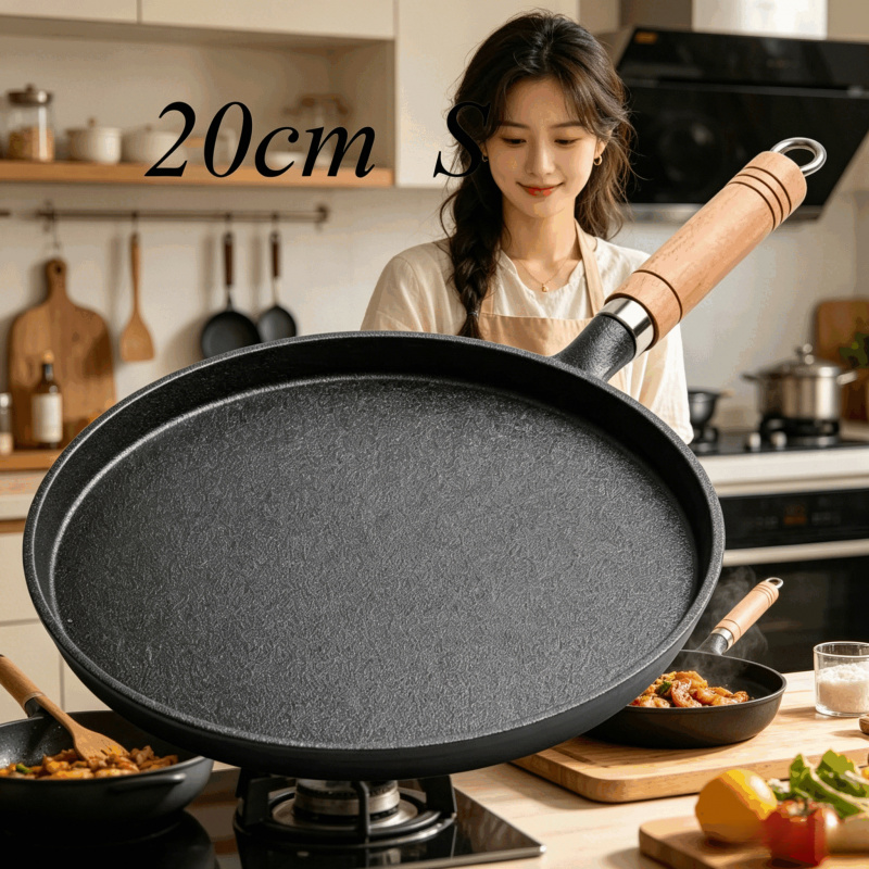 Cast Iron Corn - กระทะเหล็กหล่อขนาด 20 ซม. ด้ามจับไม้ – กระทะเคลือบสารกันติดแบบไม่ใช้สารเคลือบสำเร็จรูป
