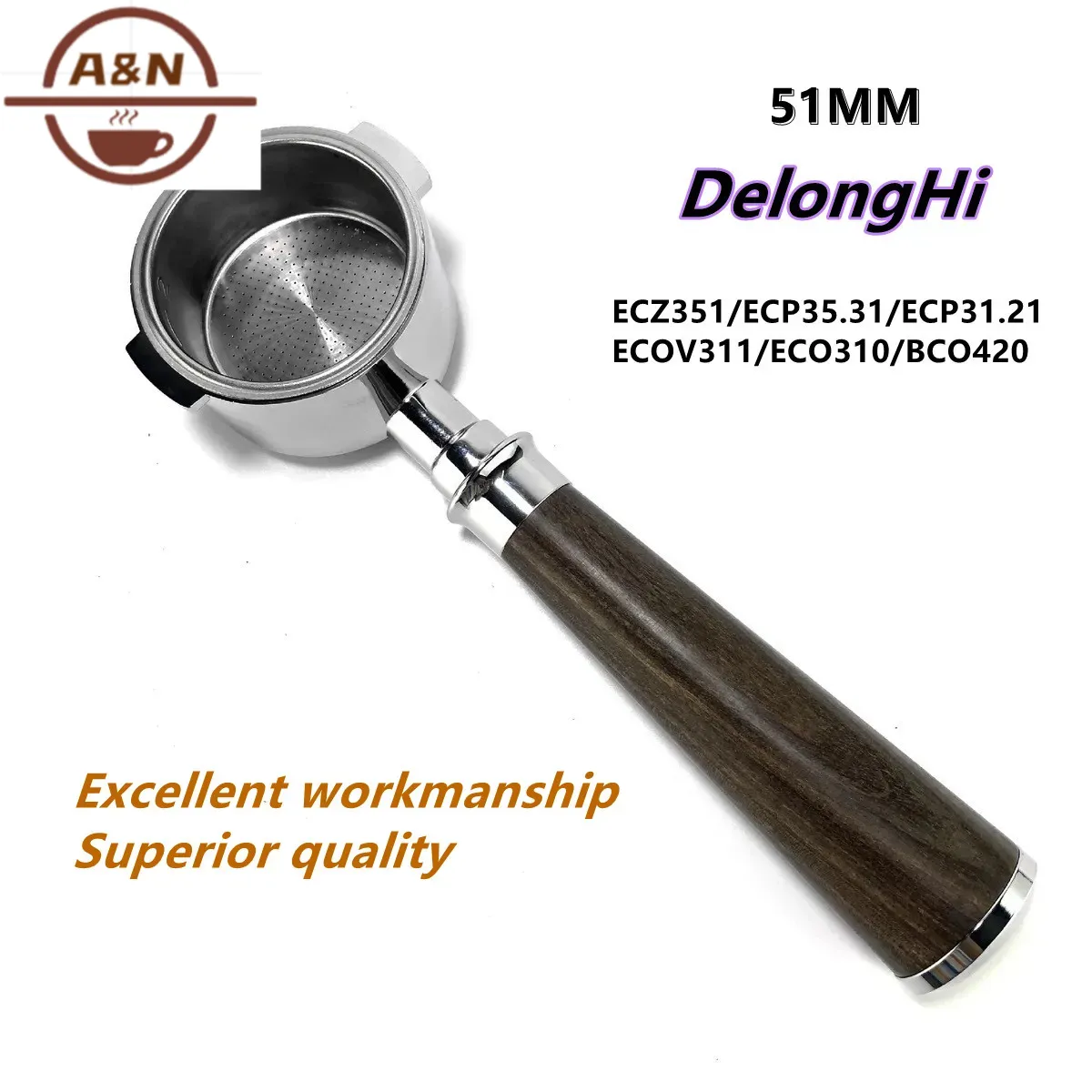 Delonghi Espresso Ecp3420 - พอร์ทาฟิลเตอร์กาแฟแบบไม่มีฐาน ขนาด 51 มม. ทำจากสแตนเลส 304