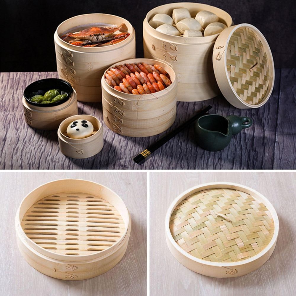 ตะกร้านึ่งไม้ไผ่พร้อมฝาปิด ตะก - Bao Steamer Bamboo บทวิจารณ์และราคา